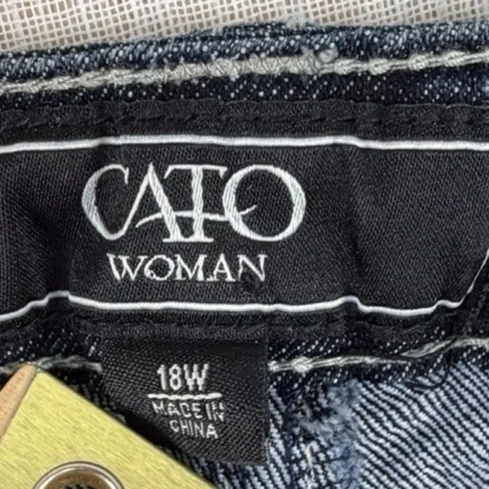 New CATO Lower Rise Boot Cut Women's Jeans 18W Dark Wash Embellished Pockets NWT
